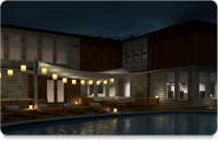 House At Night 3D Render
